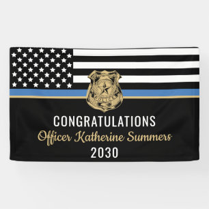 Police Graduation Thin Blue Line Law Enforcement Banner