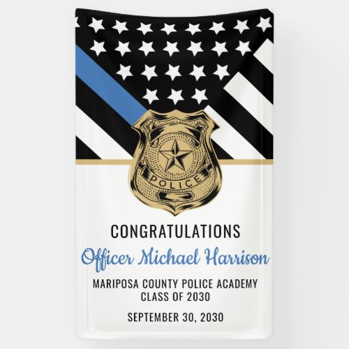 Police Graduation Thin Blue Line Law Enforcement Banner