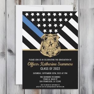 Police Graduation Thin Blue Line Law Enforcement Invitation