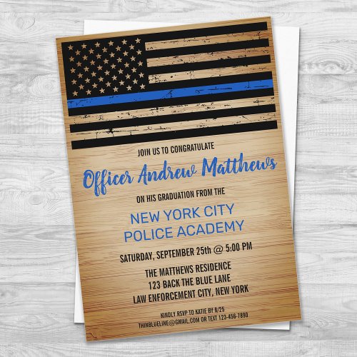 Police Graduation Thin Blue Line Law Enforcement Invitation