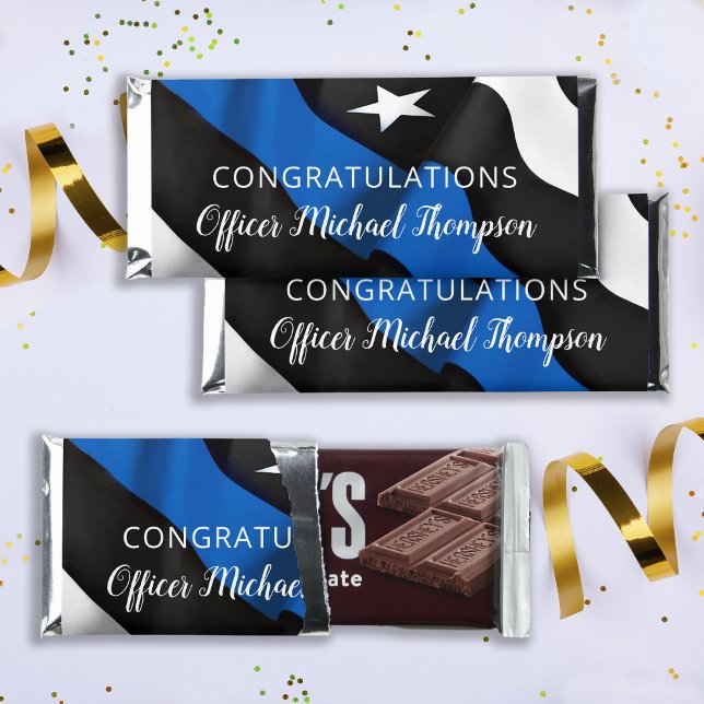 Police Graduation Thin Blue Line Personalized Hershey Bar Favors (Creator Uploaded)