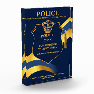 Police graduation year end award blue gold