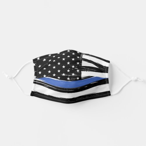 Police Grunge Thin Blue Line American Flag Adult Cloth Face Mask