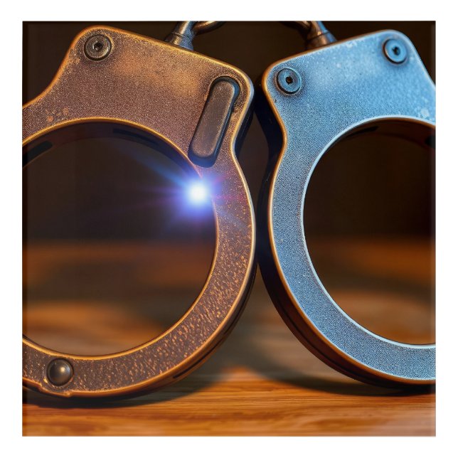 Police handcuffs acrylic print (Front)
