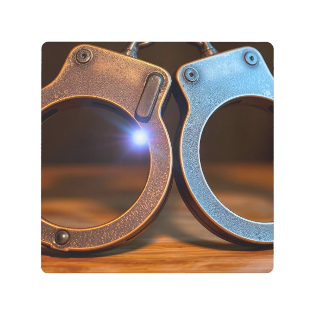 Police handcuffs metal print (Front)
