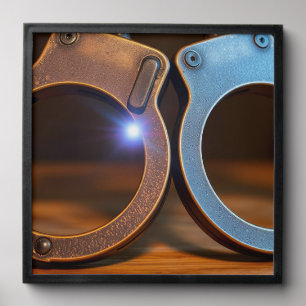 Police handcuffs peel and stick photo tile