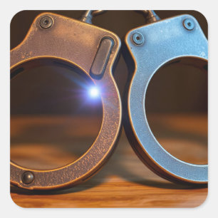 Police handcuffs square sticker