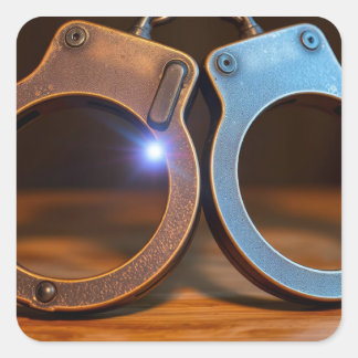 Police handcuffs square sticker