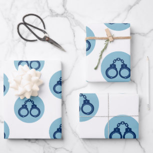 Police Handcuffs Wrapping Paper Thin Blue Line