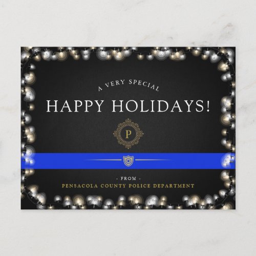 Police Happy Holidays  Christmas Custom Holiday Postcard