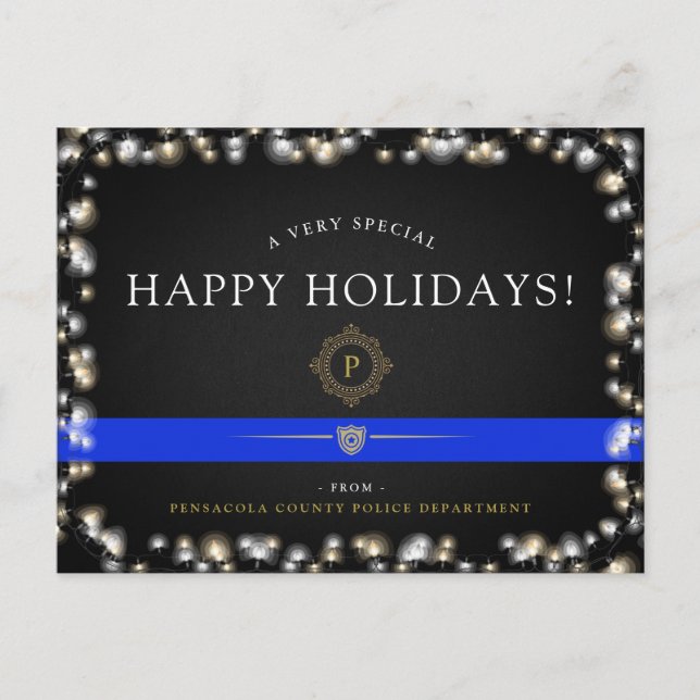 Police Happy Holidays | Christmas Custom Holiday Postcard (Front)