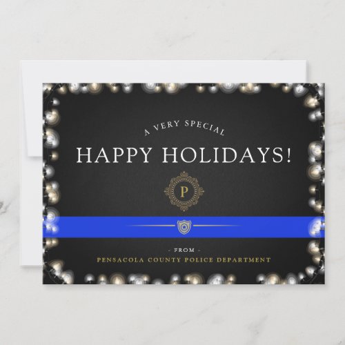 Police Happy Holidays  Christmas Style Custom Holiday Card