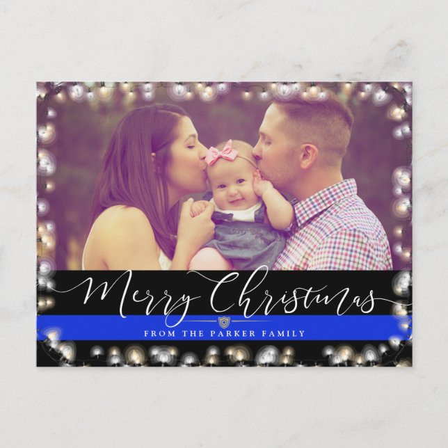Police Happy Holidays | Merry Christmas Photo Holiday Postcard (Front)