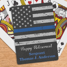 Police Happy Retirement Flag Thin Blue Line Playing Cards