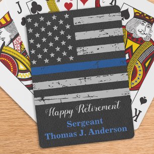 Police Happy Retirement Flag Thin Blue Line Poker Cards