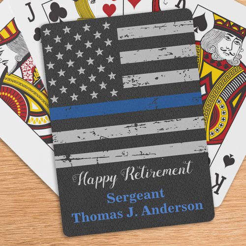 Police Happy Retirement Flag Thin Blue Line Poker Cards