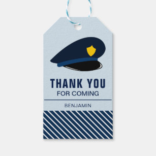 Police Hat Birthday Party Favor Gift Tags