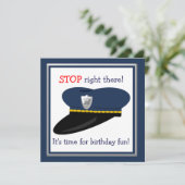 Police Hat Cop Theme Birthday Party Invitation (Standing Front)