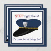 Police Hat Cop Theme Birthday Party Invitation (Front/Back)