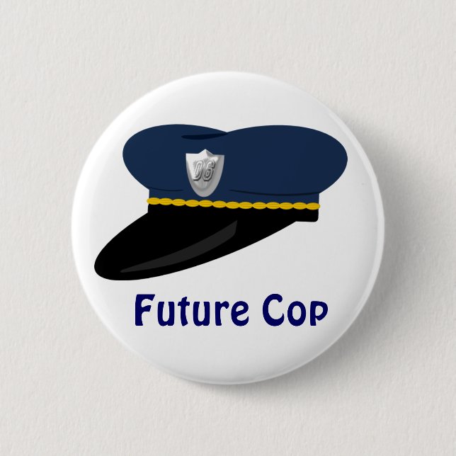 Police Hat Future Cop Theme Party Favor Pinback Button (Front)
