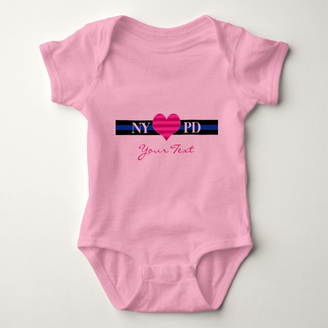 Police Heart Custom Text BABY Baby Bodysuit (Front)