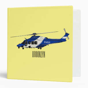 Police helicopter cartoon illustration 3 ring binder