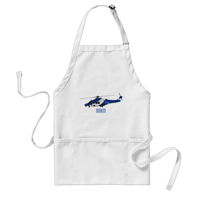 Police helicopter cartoon illustration  adult apron (Front)