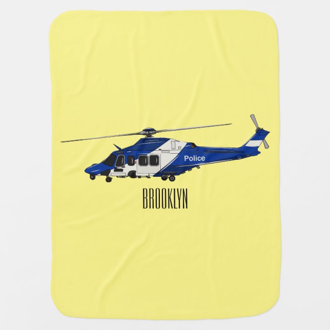 Police helicopter cartoon illustration  baby blanket (Front)