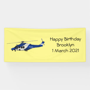 Police helicopter cartoon illustration banner