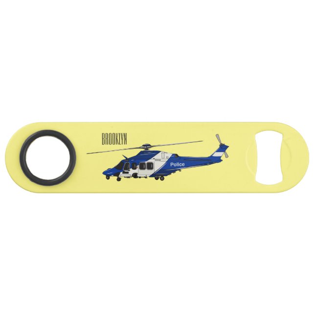 Police helicopter cartoon illustration  bar key (Front (Horizontal))