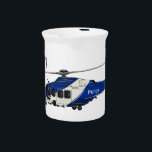 Police helicopter cartoon illustration  beverage pitcher<br><div class="desc">Police helicopter cartoon illustration</div>