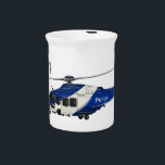 Police helicopter cartoon illustration  beverage pitcher<br><div class="desc">Police helicopter cartoon illustration</div>