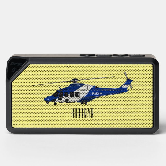 Police helicopter cartoon illustration  bluetooth speaker (Front)