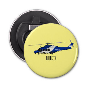 Police helicopter cartoon illustration bottle opener