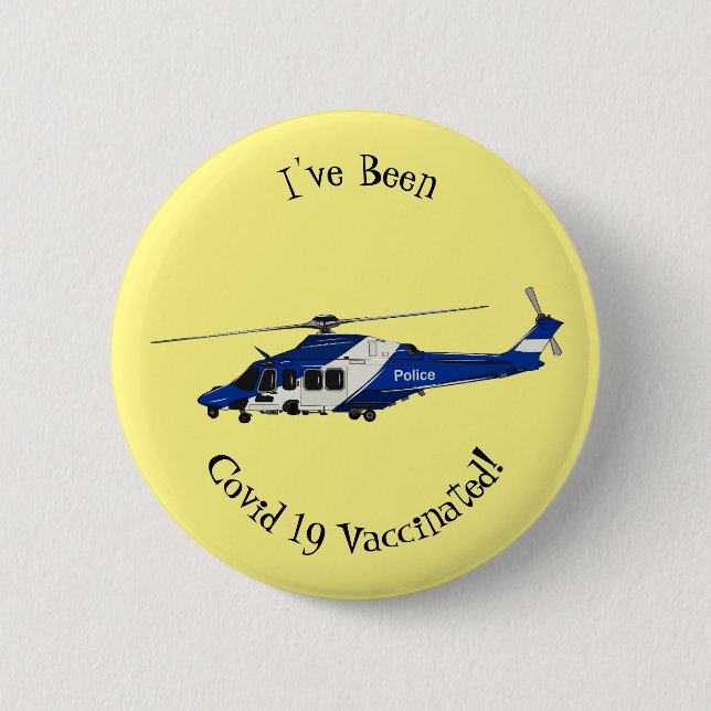 Police helicopter cartoon illustration button (Front)
