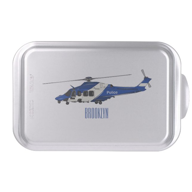 Police helicopter cartoon illustration  cake pan (Front)