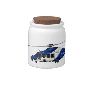Police helicopter cartoon illustration candy jar