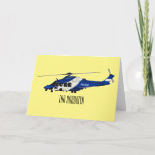 Police helicopter cartoon illustration  card