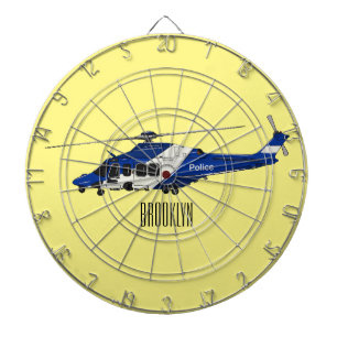 Police helicopter cartoon illustration dart board