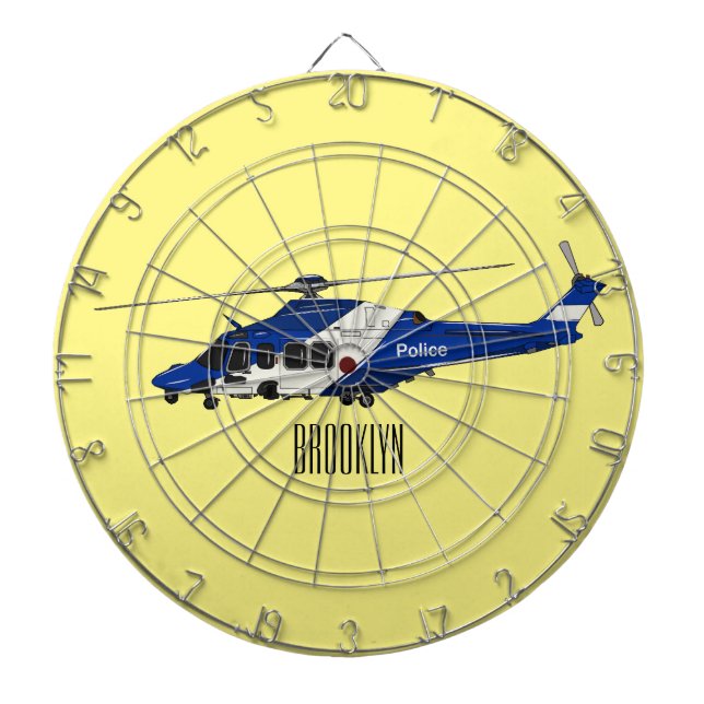 Police helicopter cartoon illustration  dart board (Front)