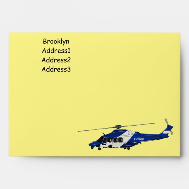 Police helicopter cartoon illustration envelope (Front)