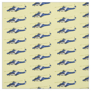 Police helicopter cartoon illustration fabric