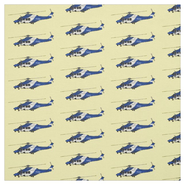 Police helicopter cartoon illustration  fabric (Swatch)