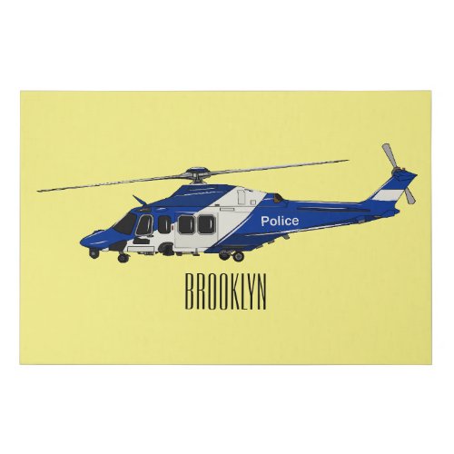 Police helicopter cartoon illustration  faux canvas print