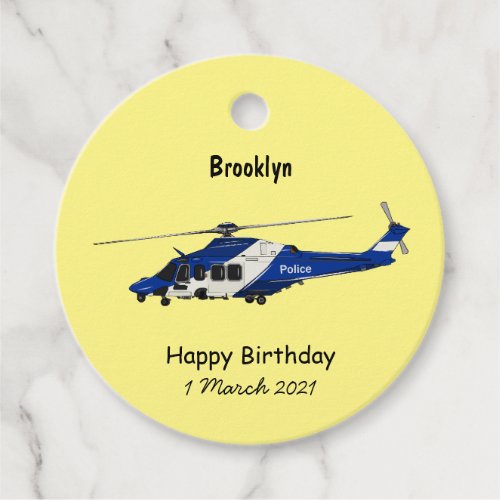 Police helicopter cartoon illustration favor tags