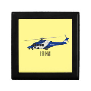 Police helicopter cartoon illustration gift box