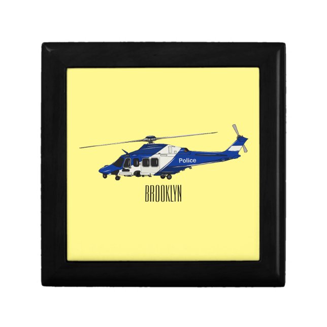 Police helicopter cartoon illustration  gift box (Front)