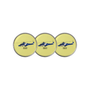 Police helicopter cartoon illustration golf ball marker