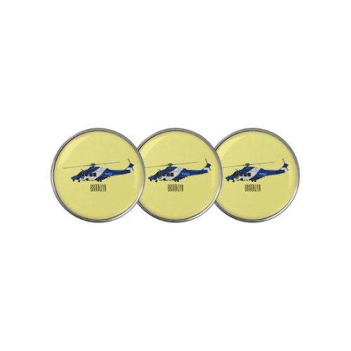 Police helicopter cartoon illustration  golf ball marker