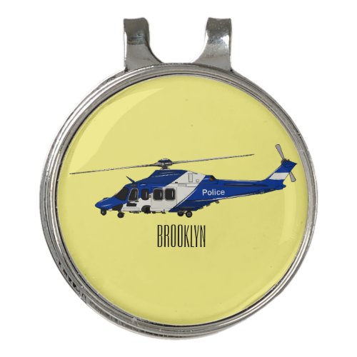 Police helicopter cartoon illustration  golf hat clip